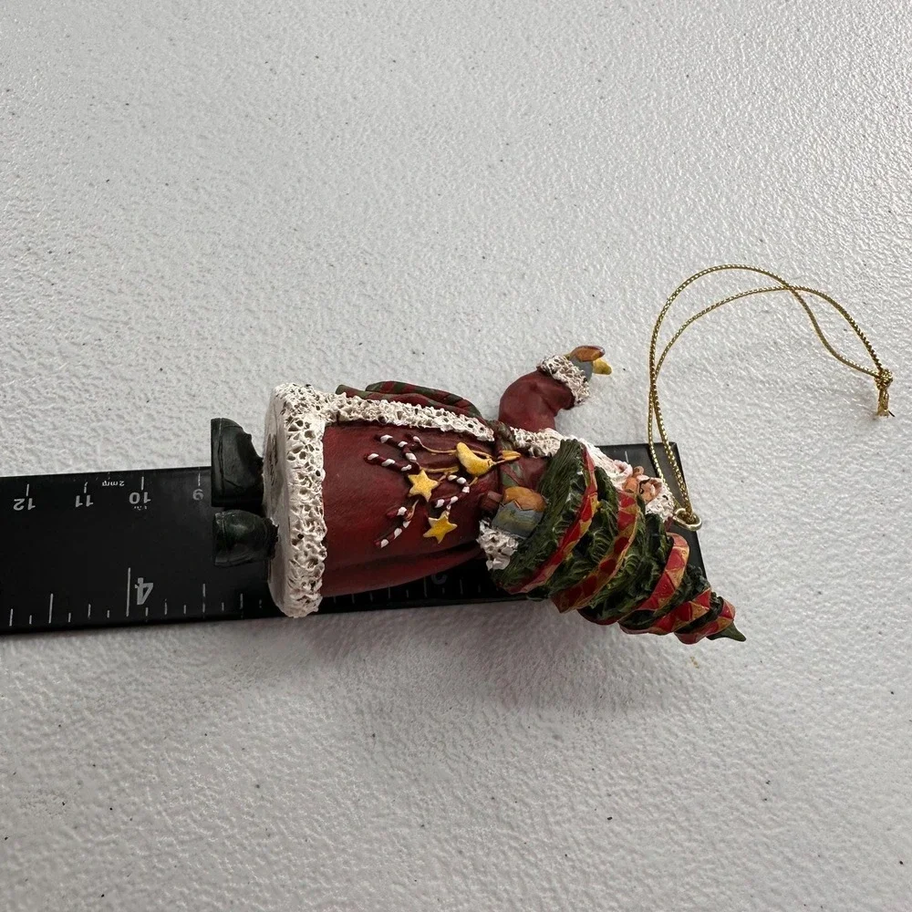 Vintage Santa Claus Hanging Figurine Ornament With Tree &‎ Bird Christmas Rustic